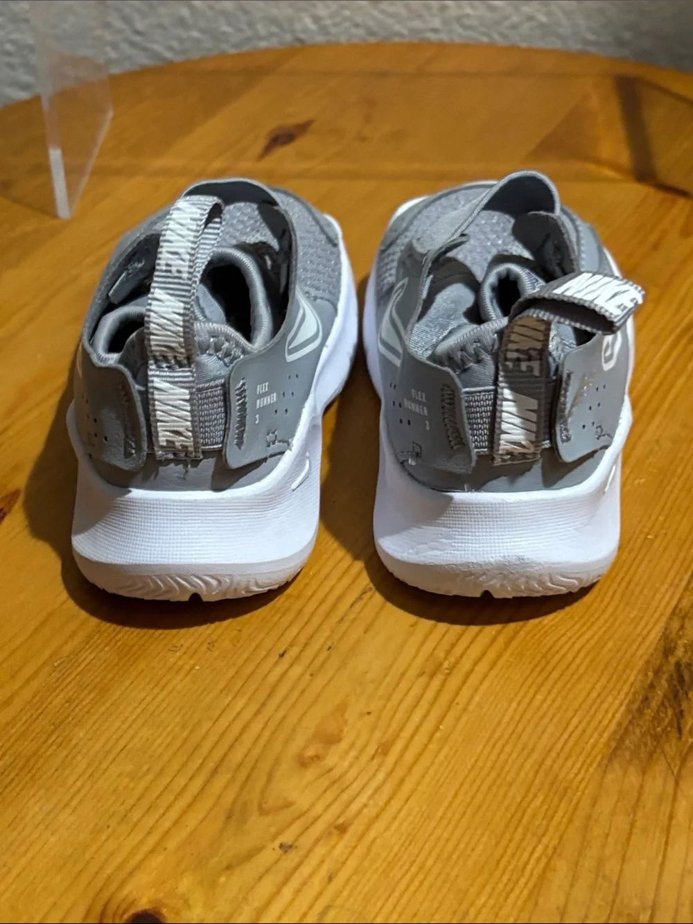 Nike Kids Grey Slip-On Sneakers with Hook-and-Loop Strap 6C